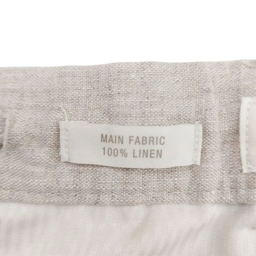 Zara Pants Trousers Mens Large Beige 100% Linen Straight Leg Lounge Beach